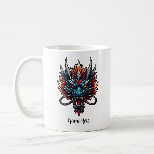 中国のドラゴン オーダーメイドの名前 コーヒーマグカップ (左)