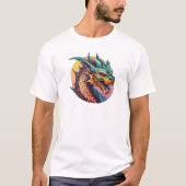 中国のドラゴン カラフルなアニメスタイル Tシャツ (正面)