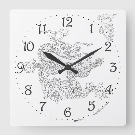 中国のドラゴン スクエアウォールクロック スクエア壁時計 (正面)