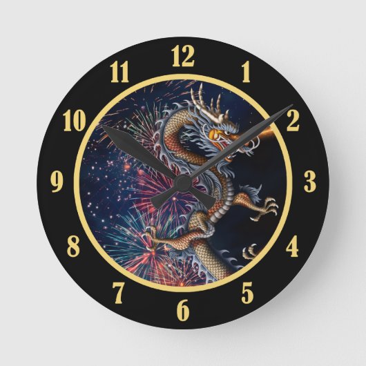 中国のドラゴン ラウンド壁時計 (正面)