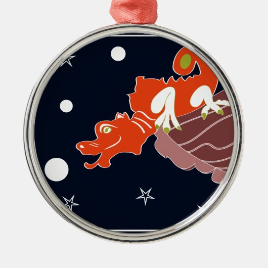 中国のドラゴン 月夜の幻想芸術 メタルオーナメント (正面)