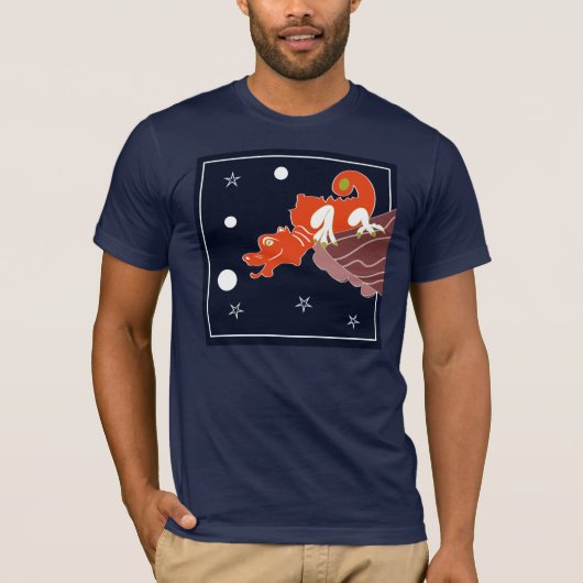 中国のドラゴン 月夜の幻想芸術 Tシャツ (正面)
