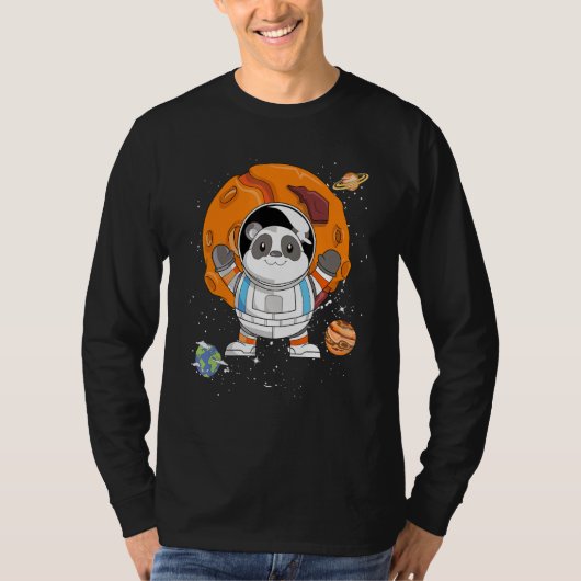 中国のパンダ宇宙科学動物園かわいい Tシャツ (正面)