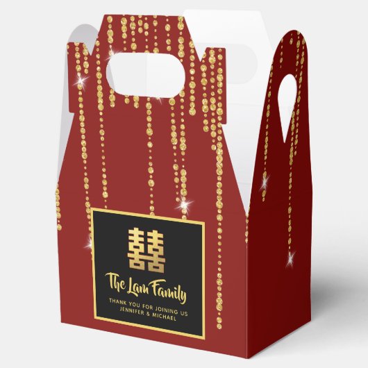 中国のパーティーパーソナライズされた中式婚礼礼盒喜欢个性化的红金现代优雅 フェイバーボックス (オープン)