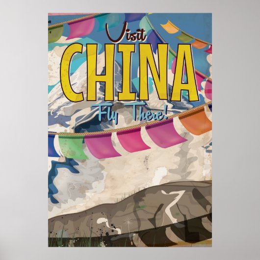中国のビンテージ旅行ポスター ポスター (正面)