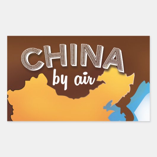 中国のビンテージ旅行ポスター 長方形シール (正面)