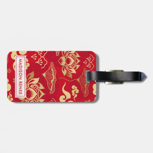 中国のフローラハスパーソナライズされたアジア ラゲッジタグ (裏面横)