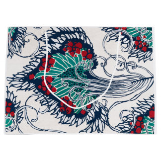 中国のフローラプリント抱き枕 ラージペーパーバッグ