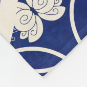 中国のフローララウンド：青い水色のヴィンテージ フリースブランケット (角)