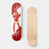 中国のマンガの女の子は旗-中国語で服を着ました スケートボード (正面)