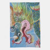 中国のライオンの守護壁画 キッチンタオル (縦)