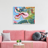 中国のライオンの守護壁画 キャンバスプリント (インサイチュ (リビング))