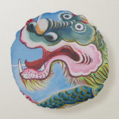 中国のライオンの守護壁画 ラウンドクッション (裏面)