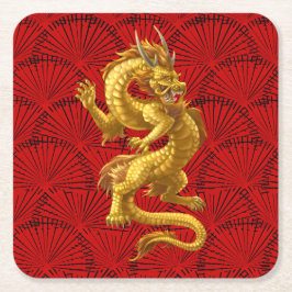 中国のラッキーゴールドドラゴン スクエアペーパコースター スクエアペーパーコースター