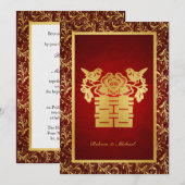 中国のラブバード・ダブルハピネス 招待状 (正面/裏面)