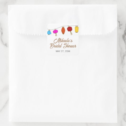 中国のランタンを使ったブライズシャワー スクエアシール (バッグ)