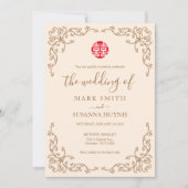 中国のヴィンテージ装飾枠ウェディング招待状 招待状 (正面)