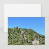 中国の万里の長城が緑の丘陵を横切る ポストカード (正面/裏面)