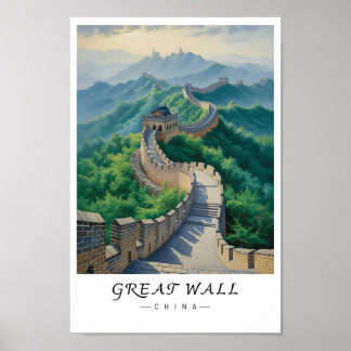中国の万里の長城の壁のアート、アジアのランドマーク ポスター