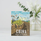 中国の万里の長城の旅行ポスター ポストカード (スタンド正面)
