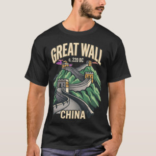中国の万里の長城ビンテージツアーポスターレトロ70 Tシャツ