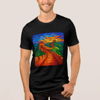中国の万里の長城 ステンドグラス Tシャツ