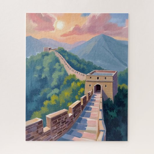 中国の万里の長城 | トラベルペインティング ジグソーパズル (縦)