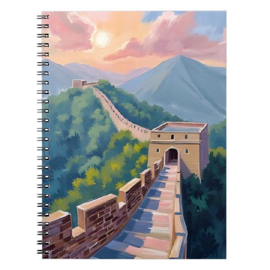 中国の万里の長城 | トラベルペインティング 水彩画 ノートブック (正面)