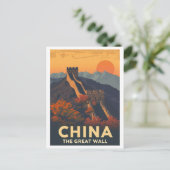中国の万里の長城 ヴィンテージ ポストカード (スタンド正面)