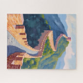 中国の万里の長城 水彩画 ジグソーパズル (横)