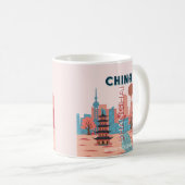 中国の上海旅行レトロビンテージポスター コーヒーマグカップ (正面右)