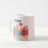 中国の上海旅行レトロビンテージポスター コーヒーマグカップ (正面左)
