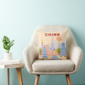 中国の上海 レトロ パステル 旅行 アート クッション (椅子)