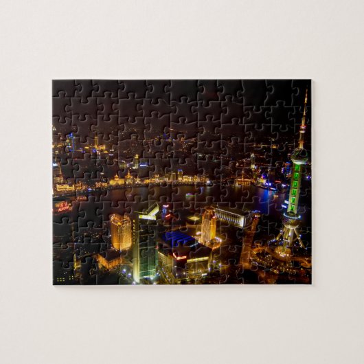中国の上海、近代的な夜景 ジグソーパズル (横)