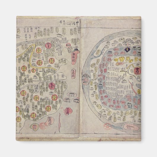 中国の世界地図 マグネット (正面)