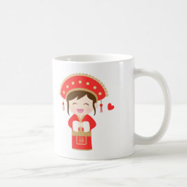 中国の伝統的なウェディングドレスの花嫁 コーヒーマグカップ