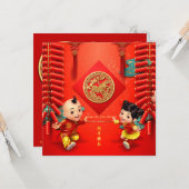 中国の伝統的な爆竹 馬年 SqC01 カード (正面/裏面インサイチュ)