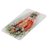 中国の伝統的な赤いウェディングドレスの花嫁 上海の月暦 マグネット (左側)