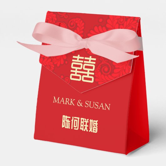 中国の伝統的結婚お願い箱 フェイバーボックス (正面サイド)