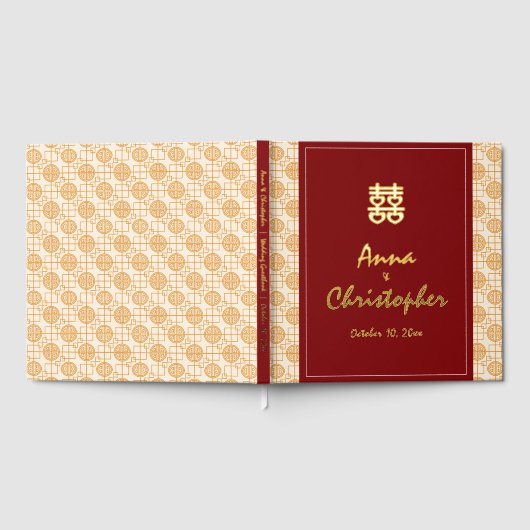 中国の伝統的結婚吉なペラナカン ゲストブック (全面)
