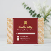 中国の伝統的結婚吉なペラナカン 出欠カード (スタンド正面)