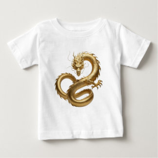 中国の伝説的な黄金の龍のアート | 神話の生物ファンタジー ベビーTシャツ