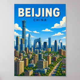 中国の北京のスカイライン モダンな都市の風景 ポスター