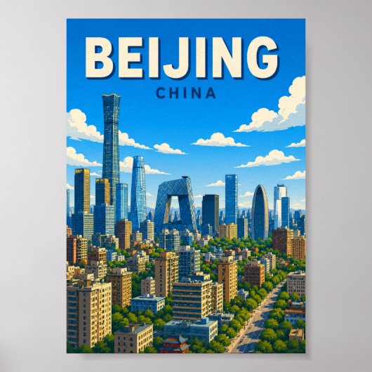 中国の北京のスカイライン モダンな都市の風景 ポスター (正面)