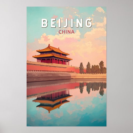中国の北京イラスト 旅の芸術 ビンテージ ポスター (正面)