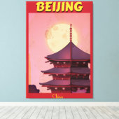 中国の北京ビンテージ旅行ポスター キャンバスプリント (インサイチュ (ウッドフロア))