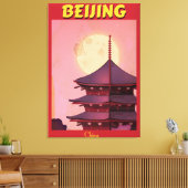 中国の北京ビンテージ旅行ポスター キャンバスプリント (インサイチュ (リビング))