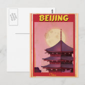 中国の北京ビンテージ旅行ポスター ポストカード (正面/裏面)