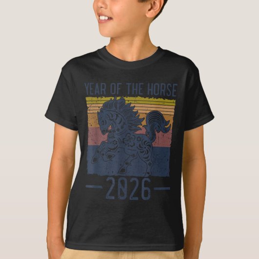 中国の十二支 馬 2026年の装飾 今年の馬 Tシャツ (正面)