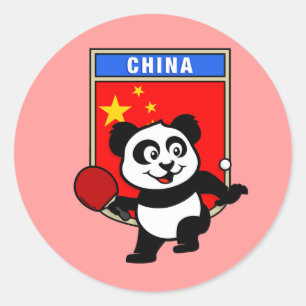 中国の卓球のパンダ ラウンドシール